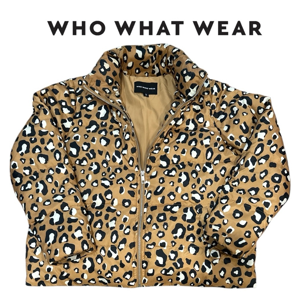 Who What Wear Women’s Leopard Puffer Jacket - Size M‎ - Picture 2 of 3